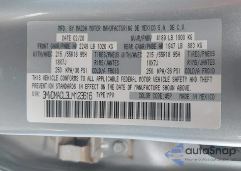 2020 Mazda Cx-30 Select Package from USA, damaged, VIN 3MVDMACL3LM123616